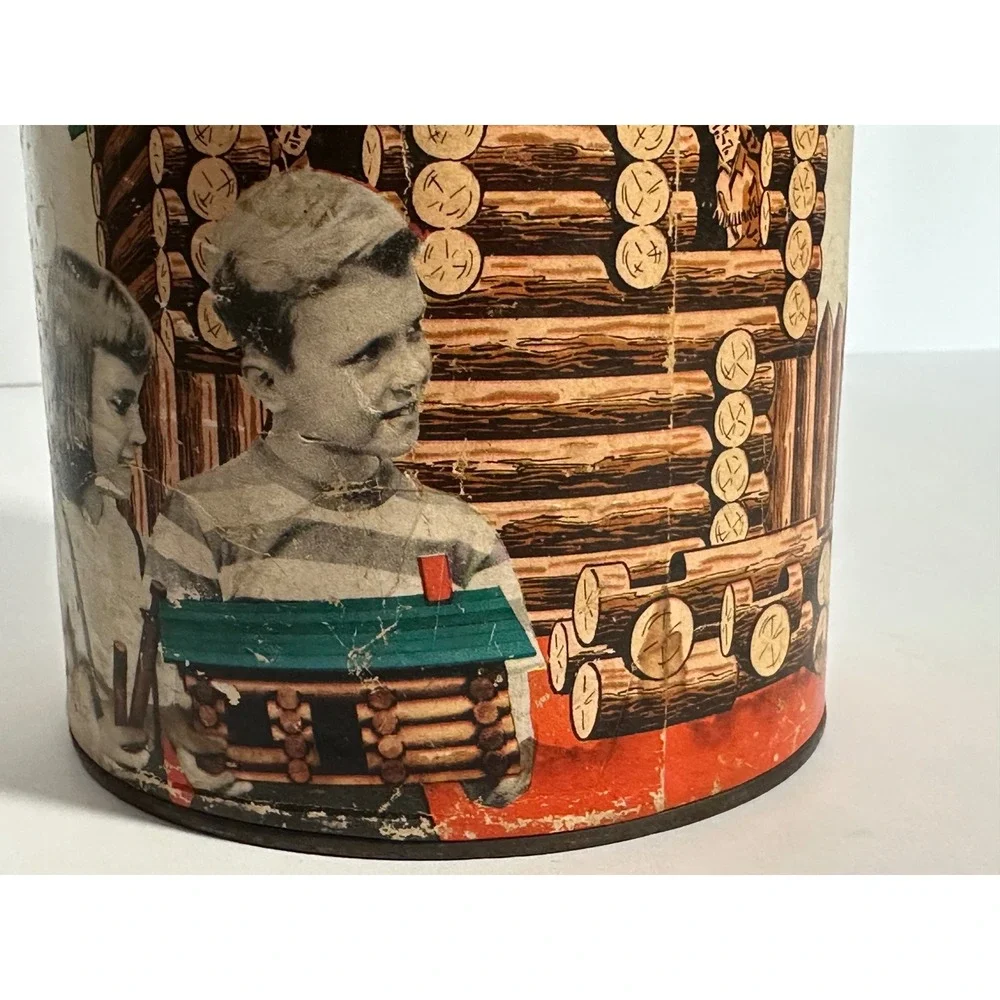 Vintage Lincoln Logs Set 2C Canister Only Storage Tube Chicago IL Original Toy